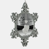 Ornement Flocon De Neige 25e anniversaire de mariage d'argent (Gauche)