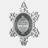 Ornement Flocon De Neige 25e anniversaire du Mariage Silver Grey (Vue impression)
