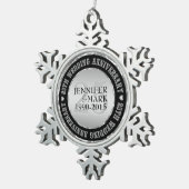 Ornement Flocon De Neige 25E Anniversaire Mariage Métallique Argent Et Noir (Vue impression)