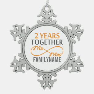 Ornement Flocon De Neige 2e année Anniversaire Infinity Don Mr et Mrs.