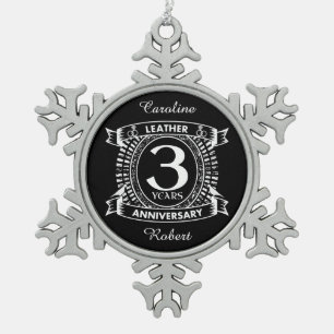 Ornement Flocon De Neige 3e anniversaire mariage crête en détresse