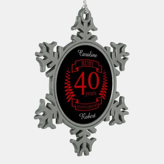 Ornement Flocon De Neige 40e ANNIVERSAIRE Mariage RUBY (Gauche)