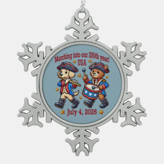 Ornement Flocon De Neige 4 juillet USA 250e anniversaire Semiquincentenaire (Devant)