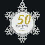 Ornement Flocon De Neige 50e anniversaire ajouter nom date année noire modè<br><div class="desc">conception modifiable</div>