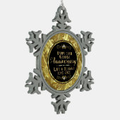 Ornement Flocon De Neige 50e anniversaire du Mariage Noir & Or (Gauche)