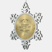 Ornement Flocon De Neige 50e anniversaire Mariage Frame or floral brillant (Vue impression)