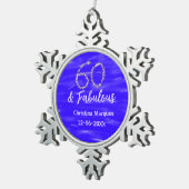 Ornement Flocon De Neige 60 & fabuleux anniversaire bleu argent ajouter nom (Vue impression)