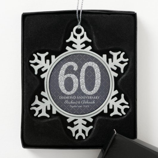 Ornement Flocon De Neige 60e anniversaire du Mariage Diamond (Boîte)