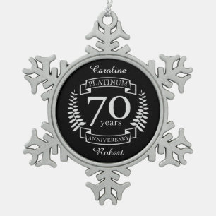 Ornement Flocon De Neige 70e ANNIVERSAIRE Mariage PLATINUM