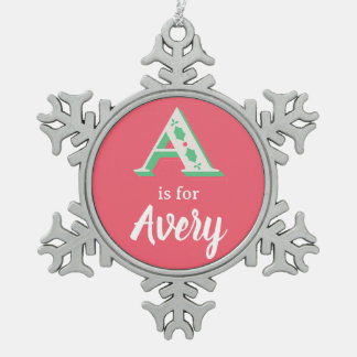 Ornement Flocon De Neige A est pour Ornement de Noël Avery personnalisé A N