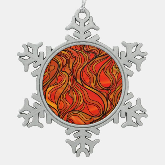 Ornement Flocon De Neige Abstrait de verre orange (Devant)