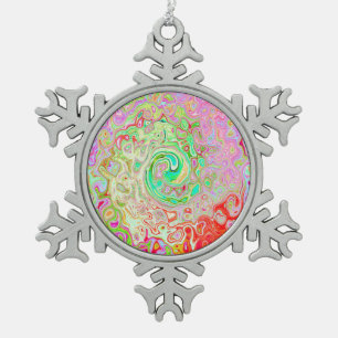 Ornement Flocon De Neige Abstrait Rétro Pastel Vert Liquide Tourbillon Groo