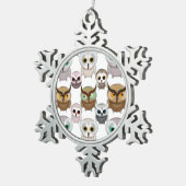 Ornement Flocon De Neige Adorable Motif de Chouettes illustrées (Vue impression)