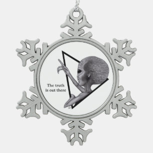 Ornement Flocon De Neige Alien gris, la vérité est là