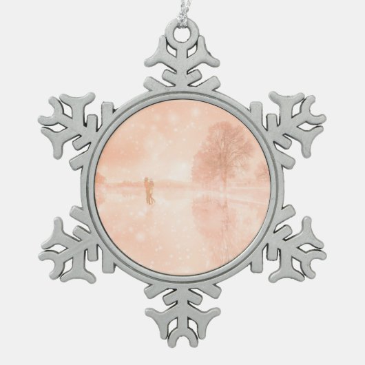 Ornement Flocon De Neige Amateurs sur un étang gelé (Devant)