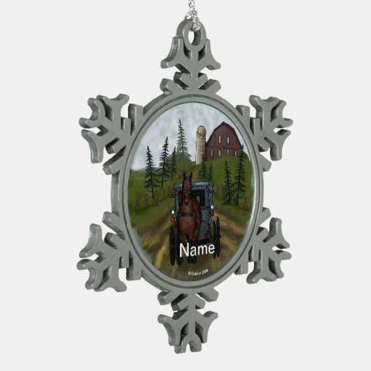 Ornement Flocon De Neige Amish Buggy (Gauche)
