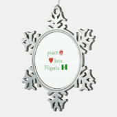 Ornement Flocon De Neige Amour et le Nigéria de paix (Vue impression)