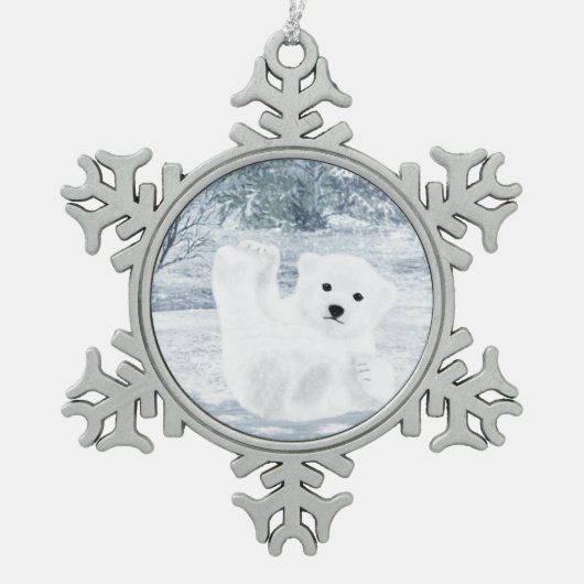 Ornement Flocon De Neige Amusement de neige - ours blanc CUB, (Devant)