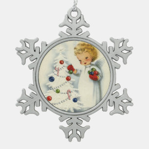 Ornement Flocon De Neige Ange blond doux décorant l'arbre de Noël