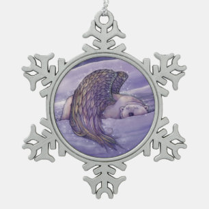 Ornement Flocon De Neige Ange de l'ours polaire ailé