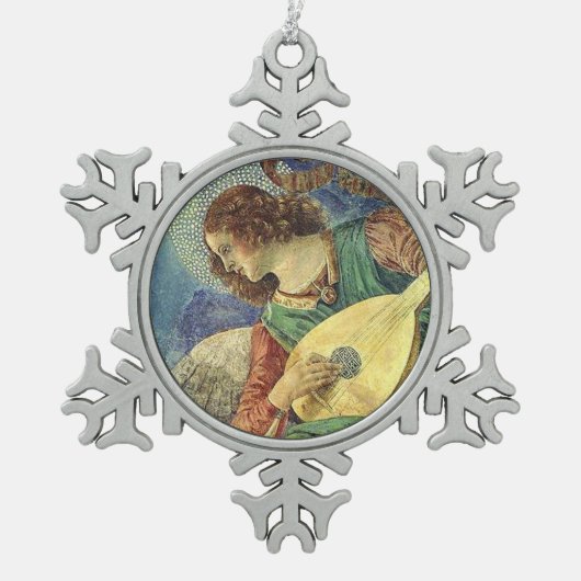 ORNEMENT FLOCON DE NEIGE ANGE DE NOËL FABRIQUANT LA MUSIQUE (Devant)