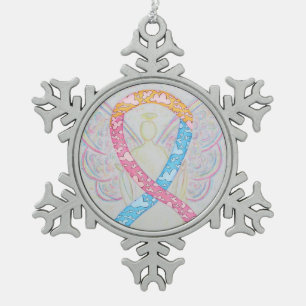 Ornement Flocon De Neige Ange du ruban de sensibilisation CDH