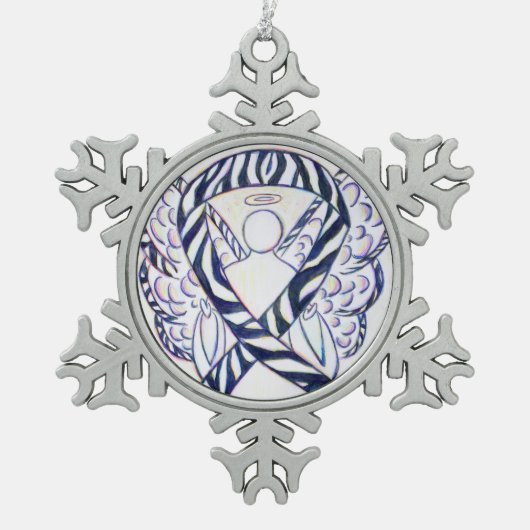 Ornement Flocon De Neige Ange du ruban de sensibilisation Zebra (Devant)