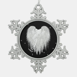 Ornement Flocon De Neige ANGEL AILES Coeur Étoile noire