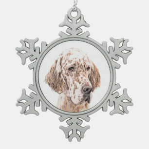 Ornement Flocon De Neige Anglais Setter Orange Belton Peinture Chien Art