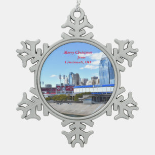 Ornement Flocon De Neige Anneau de Noël Cincinnati Waterfront