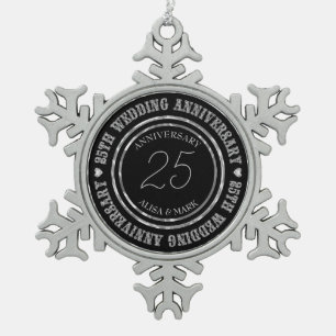 Ornement Flocon De Neige Anniversaire 50e Anniversaire Argent Métallique & 