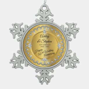 Ornement Flocon De Neige Anniversaire de mariage élégant de diamants