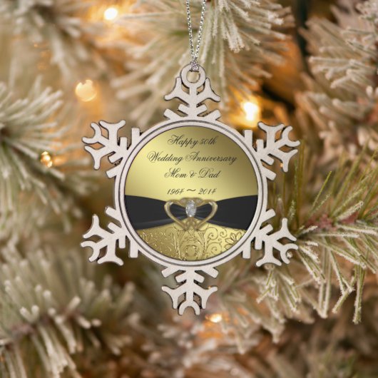 Ornement Flocon De Neige Anniversaire du 50e anniversaire du Mariage (Arbre)