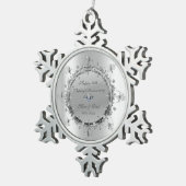 Ornement Flocon De Neige Anniversaire du Mariage cool Silver Floral (Vue impression)