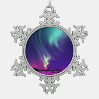 Ornement Flocon De Neige Aqua Northern Lights Alaskan Nights