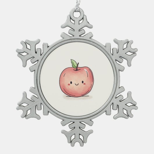 Ornement Flocon De Neige Aquarelle Cute Chibi Apple (Devant)