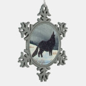 Ornement Flocon De Neige Aquarelle de loup époussetée par neige (Gauche)