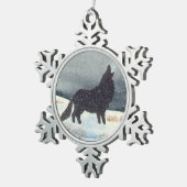 Ornement Flocon De Neige Aquarelle de loup époussetée par neige (Vue impression)