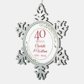 Ornement Flocon De Neige Aquarelle douce Verdure 40e anniversaire (Vue impression)