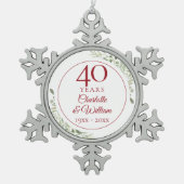 Ornement Flocon De Neige Aquarelle douce Verdure 40e anniversaire (Devant)