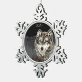 Ornement Flocon De Neige Aquarelle personnalisée Wolf & Mountain Art (Vue impression)