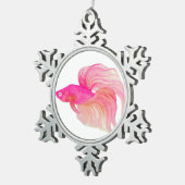 Ornement Flocon De Neige Aquarelle rose Betta Fish (Vue impression)