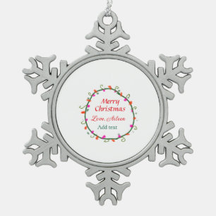 Ornement Flocon De Neige aquarelle rouge blanc floral wreath joyeux Noël
