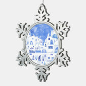 Ornement Flocon De Neige Aquarelle Santorin Grèce (Vue impression)