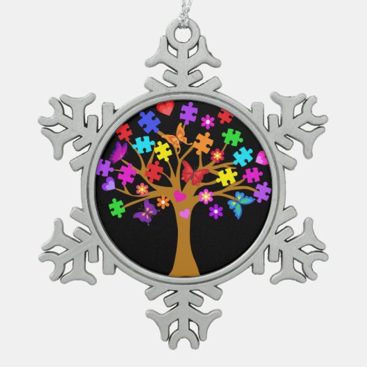Ornement Flocon De Neige Arborescence des sensibilisations sur l'autisme (Devant)