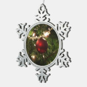 Ornement Flocon De Neige Arbre de Noël I Vacances Plutôt vert et rouge (Vue impression)