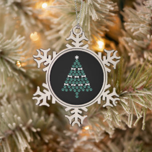 Ornement Flocon De Neige Arbre de Noël Patte de Chien Cadeau de Noël Mignon
