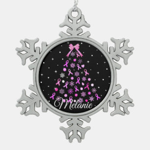 Ornement Flocon De Neige Arbre de Noël Pink Ribbon