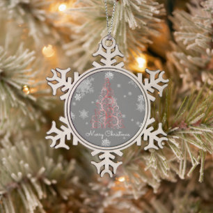 Ornement Flocon De Neige Arbre de Noël rouge et ornement de flocons de neig