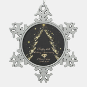 Ornement Flocon De Neige Arbre en or, diamant 10e anniversaire de mariage